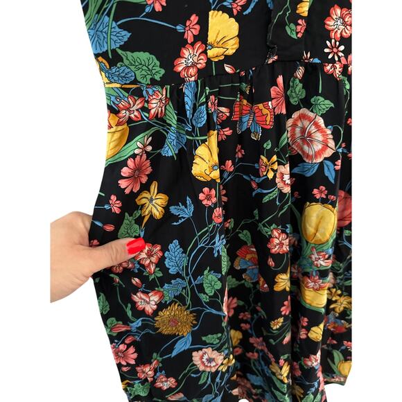 Anthropologie Maeve Bloedel Floral Mini Dress Black Size 0 - Picture 12 of 13